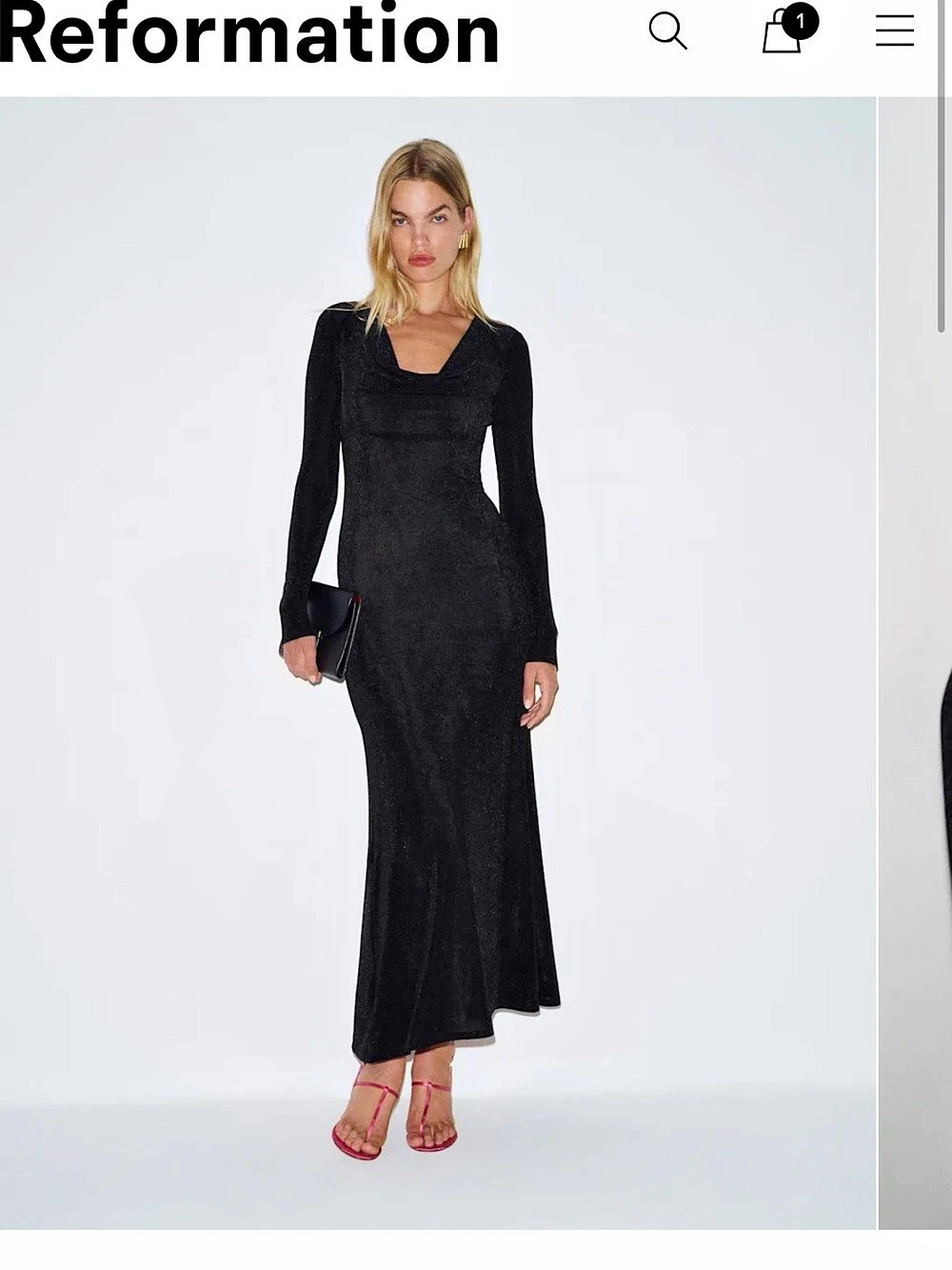 NWT Reformation Wynn Dress Maxi Black